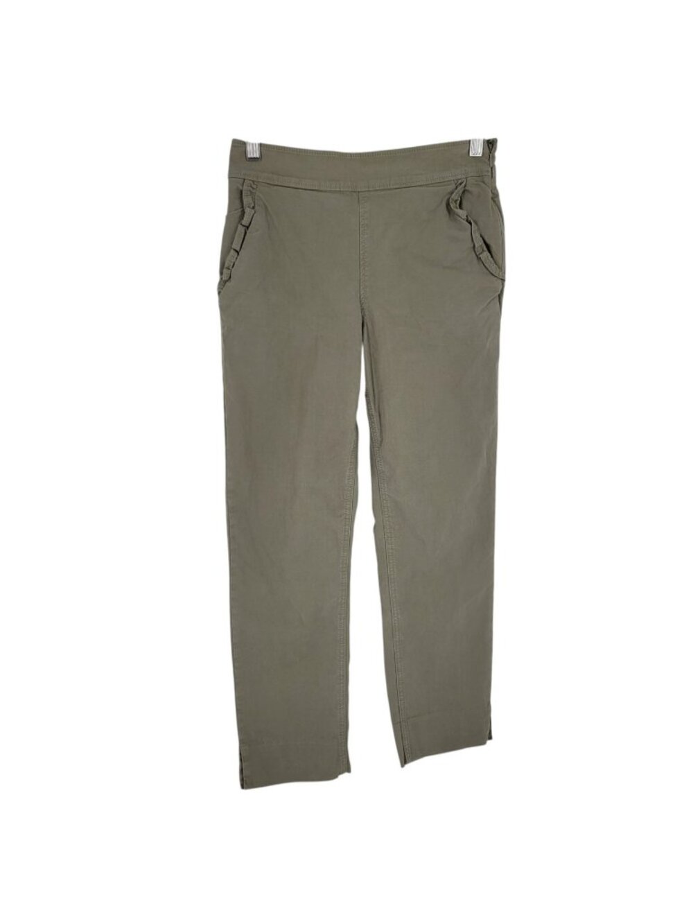 Kate Spade 0 Cropped Pants Ruffle Pocket Side Zip Slim Straight Preppy Capri